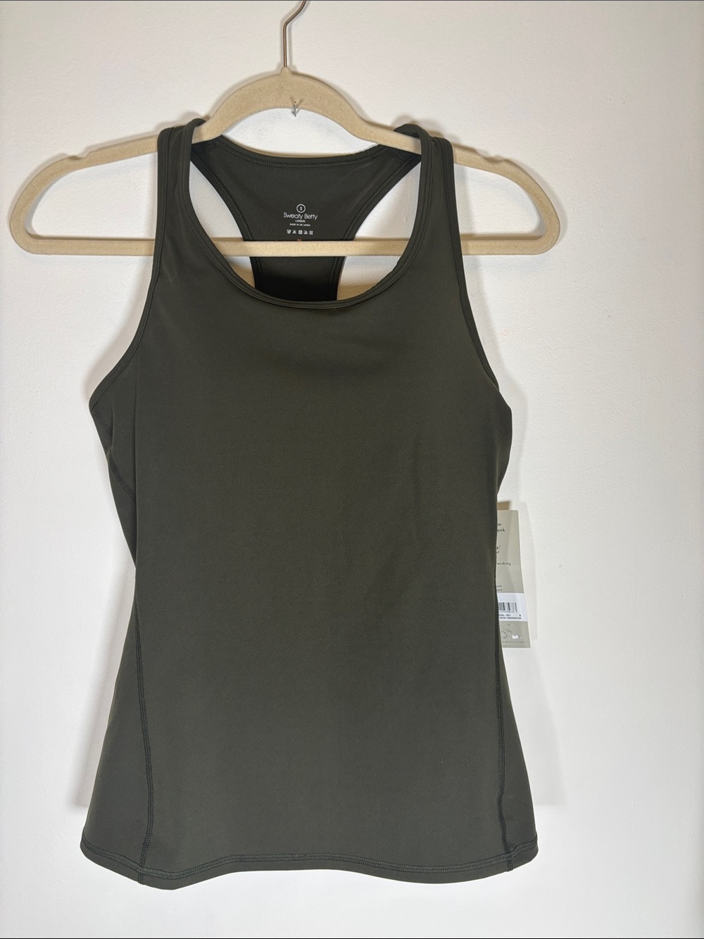 Sweaty Betty Power Medium Impact Bra Tank Olive Green Size S NWT